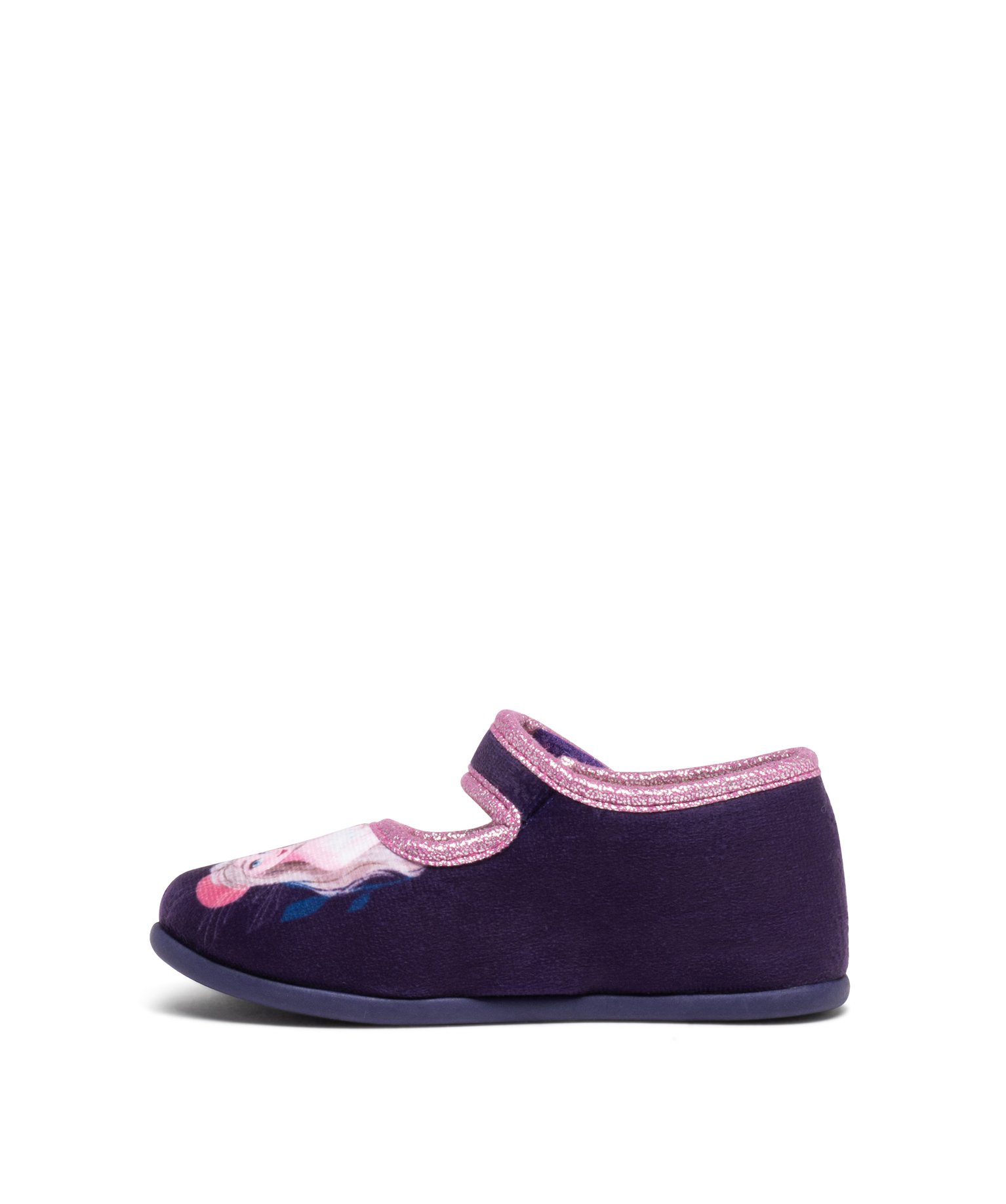 Chaussons fille ballerines à scratch et en velours La Reine... violet | GEMO