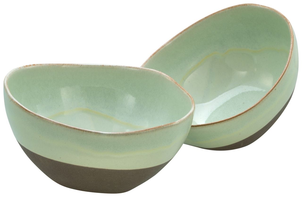 CreaTable Basalt Bowls, Salbei, 2-teiliges Geschirrset, Poke Bowl Set aus Steinzeug
