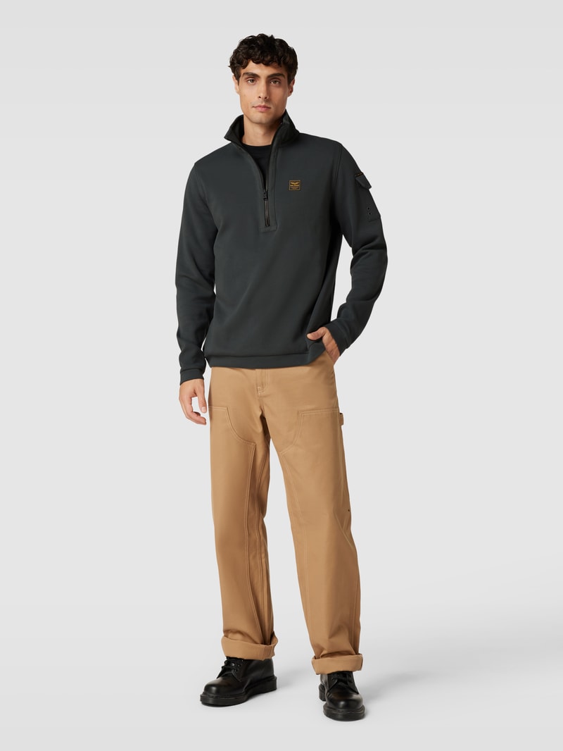 Sweatshirt mit Troyer-Kragen in marineblau