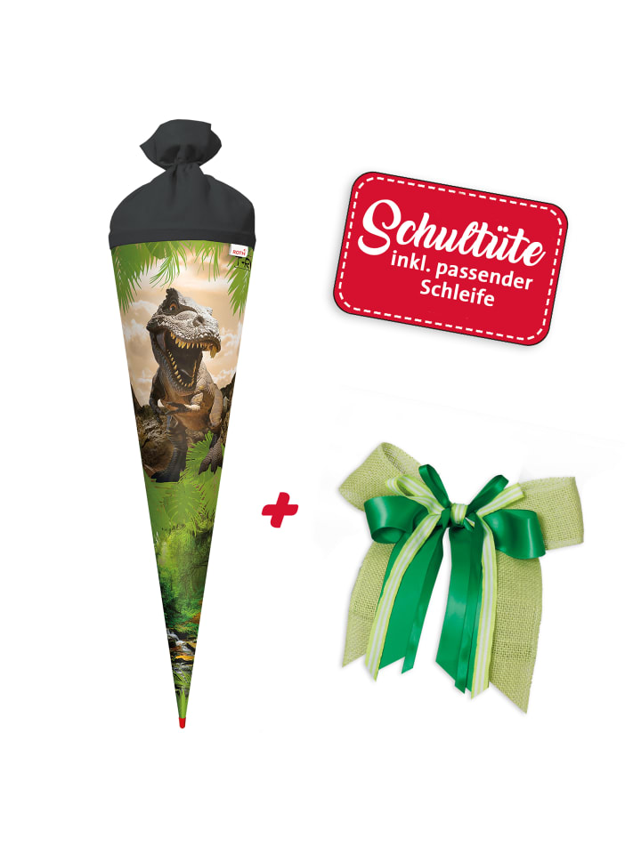 ROTH Set Schultüte groß Tyrannosaurus 70 cm mit Schleife in Bunt günstig kaufen onesize