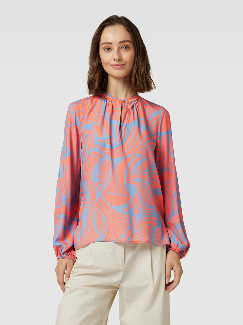 Schluppenbluse mit floralem Muster in apricot