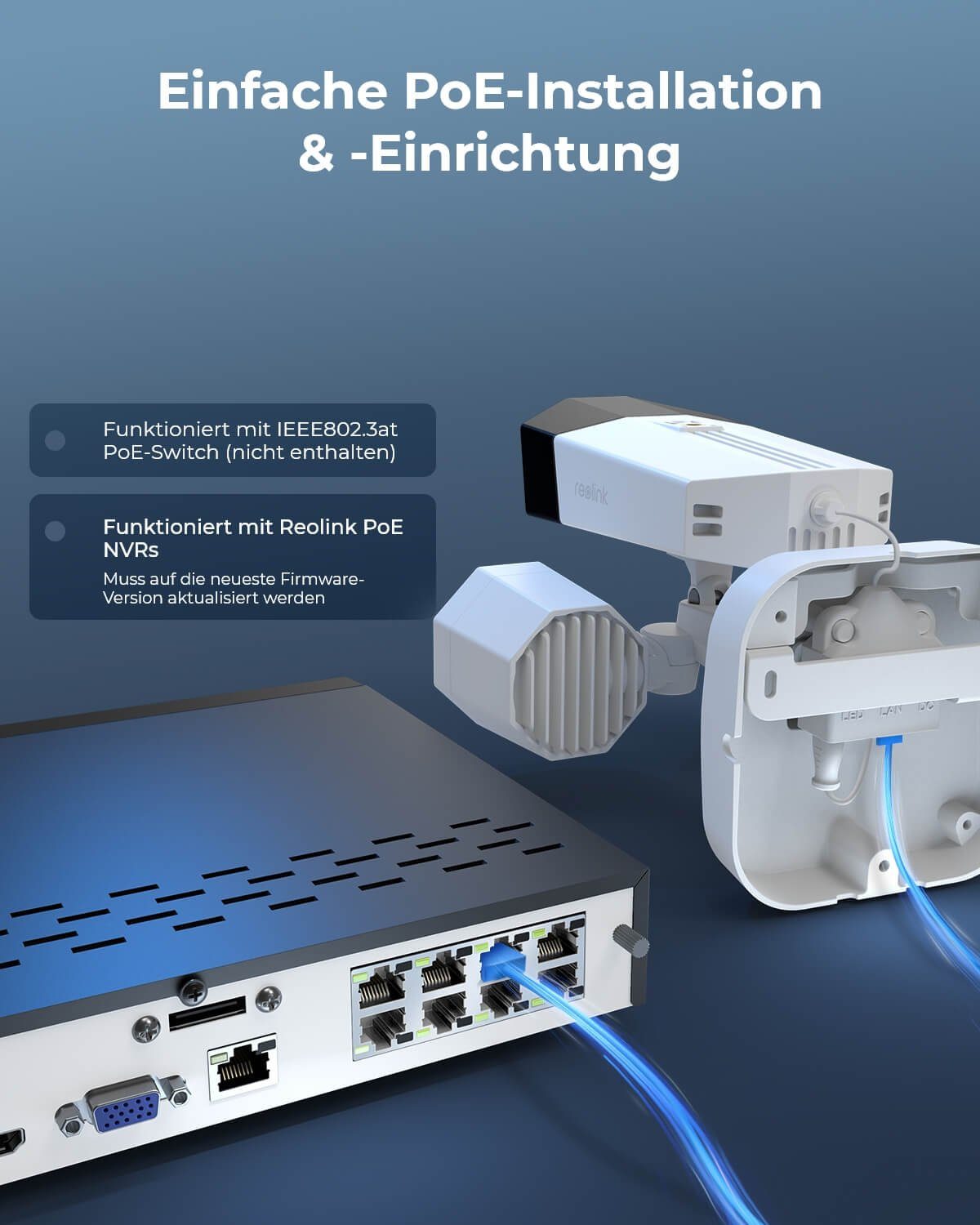 Reolink 8MP UHD Duo-Serie Floodlight PoE Überwachungskamera (Außenbereich, Dual-Objektiv, 180° Panorama-Weitwinkel, Stromversorgung über Ethernet)