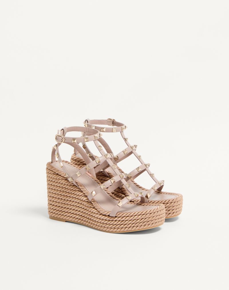 Rockstud kilehæl med 95 mm kalveskindsremme