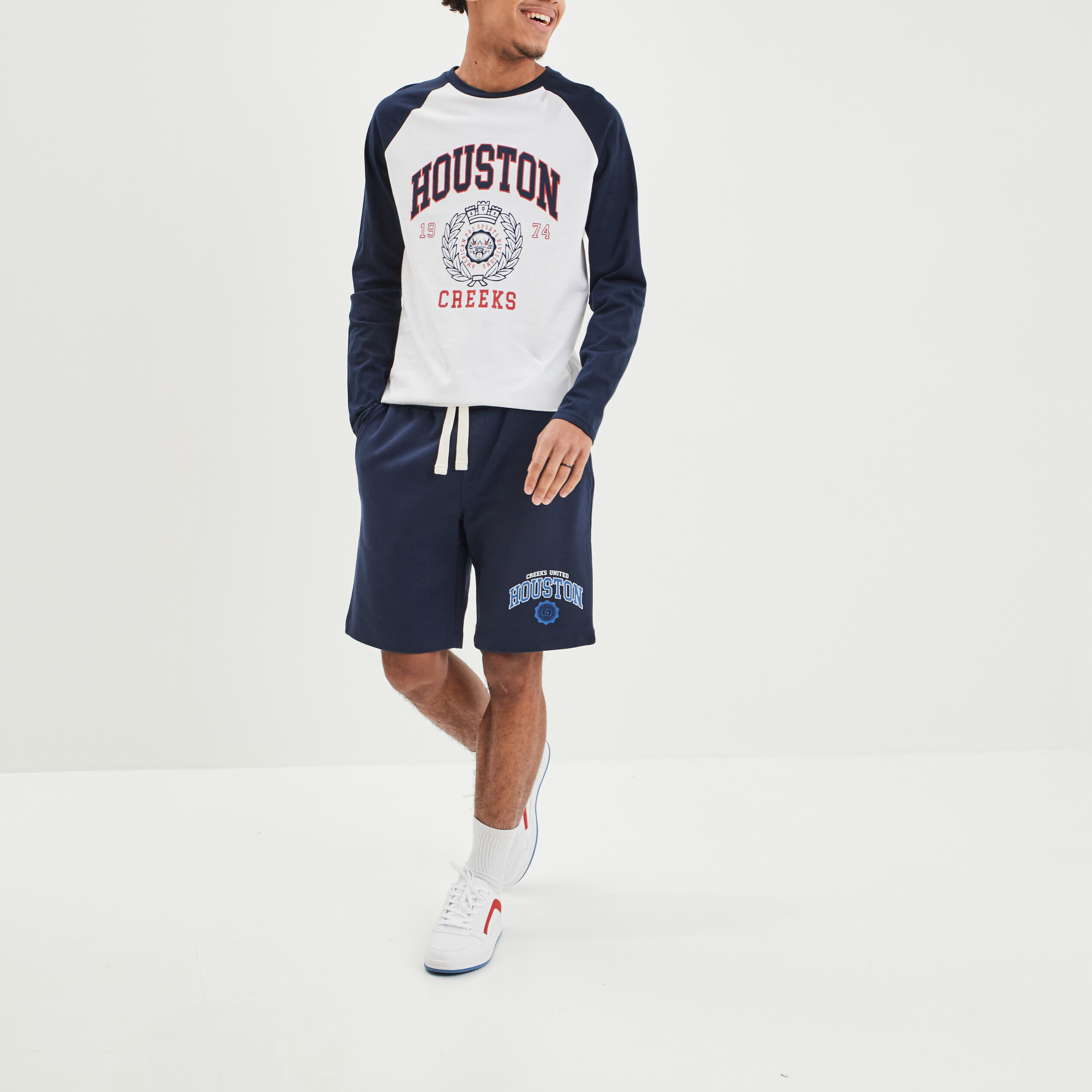Jogging-Short droit Creeks bleu marine homme | La Halle