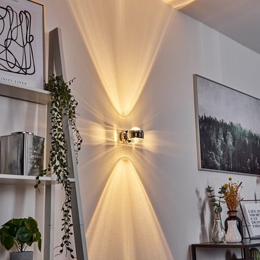 hofstein Wandleuchte Osacca Wand-Lampe, halbrunde Designer-Effektlampe in modernem chrom, ohne Leuchtmittel, mit Schlitzen, die Wandbeleuchtung funktioniert mit LED oder Halogen