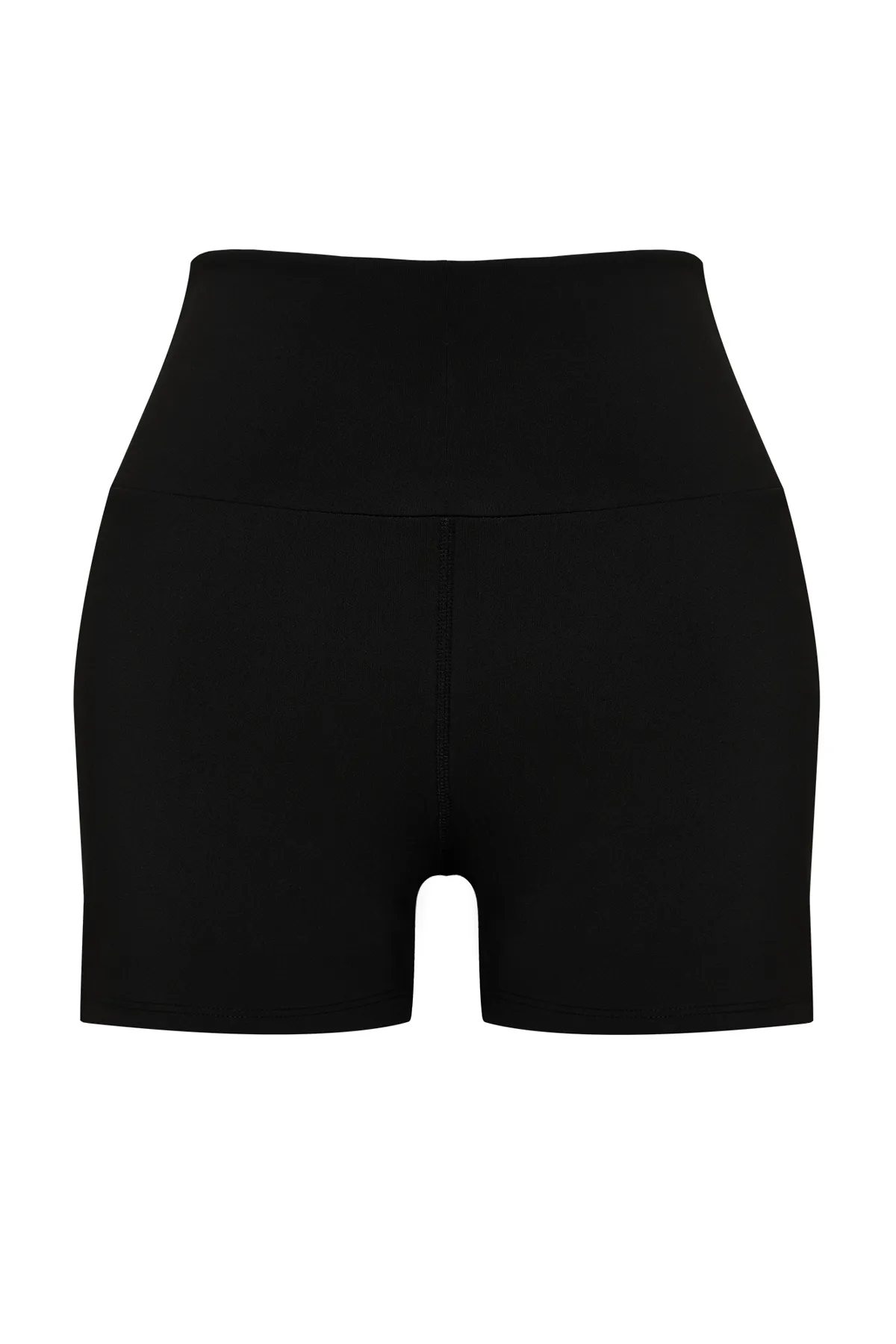 Trendyol Collection  Schwarze, gerüschte Restorer-Reflektor-Print-Sportshorts/kurze Leggings aus Strick mit lockerer Passform THMSS24TY00004