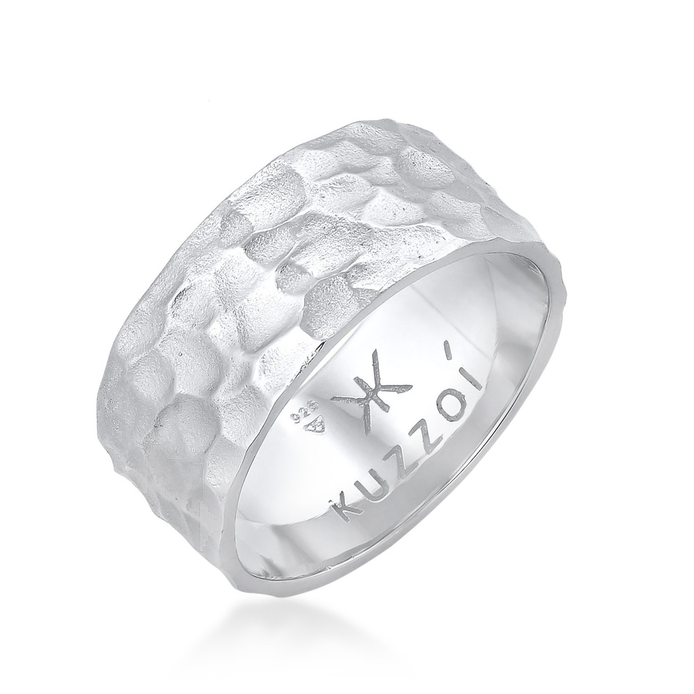 KUZZOI KUZZOI Bague Bague pour homme en argent sterling 925, martelée et massive. Bague