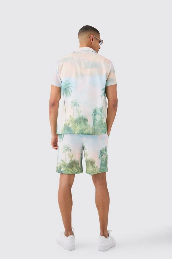 Hemd & Shorts in Leinenoptik