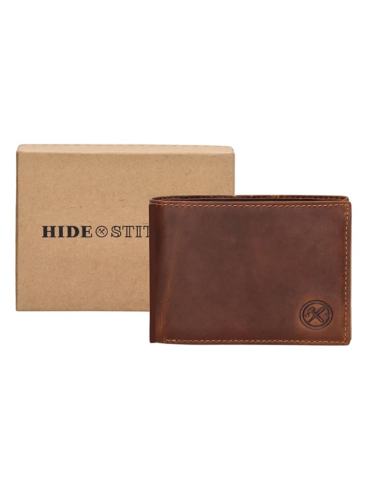 HIDE & STITCHES Leder-Geldbörse in Cognac - (B)11,5 x (H)9 x (T)2 cm günstig kaufen onesize