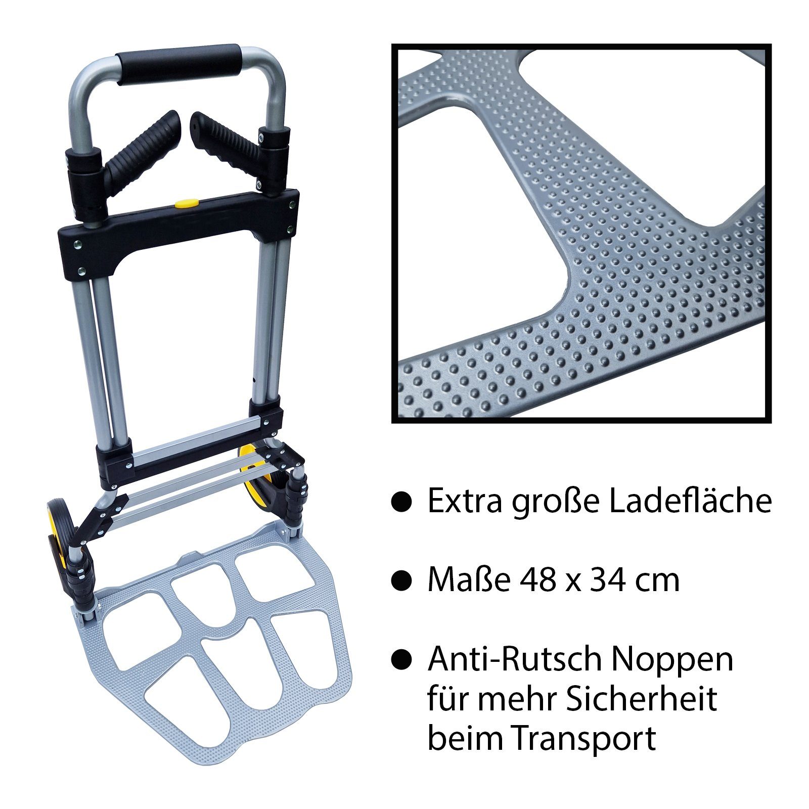 TRUTZHOLM Sackkarre Klappkarre XL Sackkarre klappbar Teleskopgriff bis 115 cm und großer