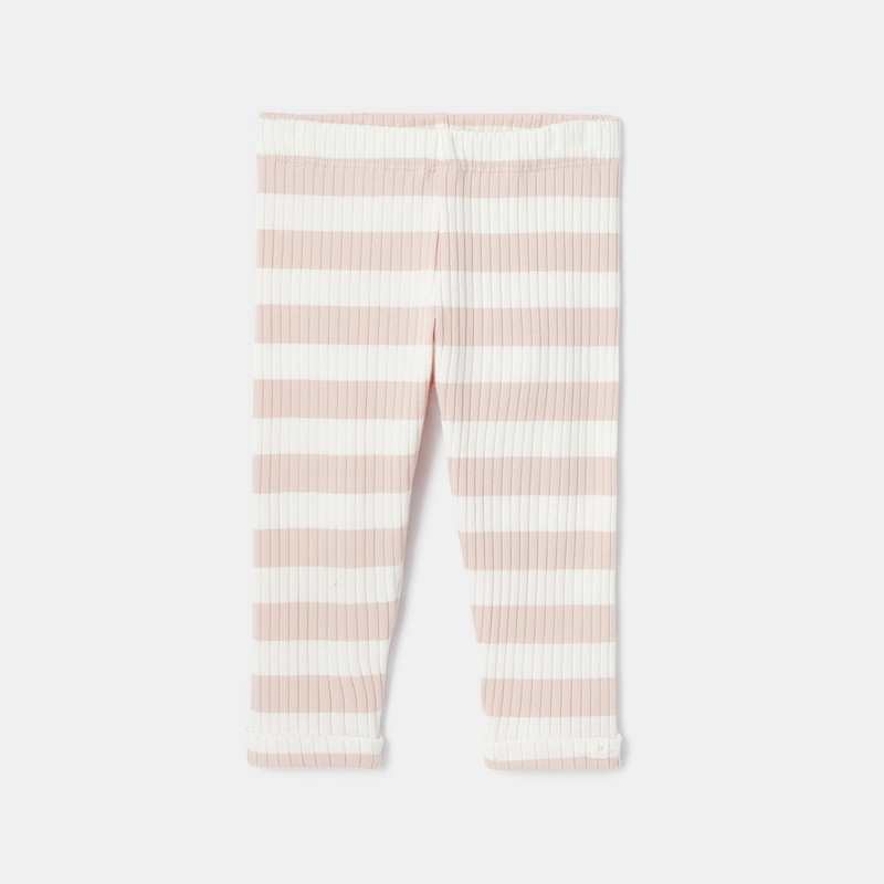 Legging rayé en jersey côtelé rose bébé fille Absorba