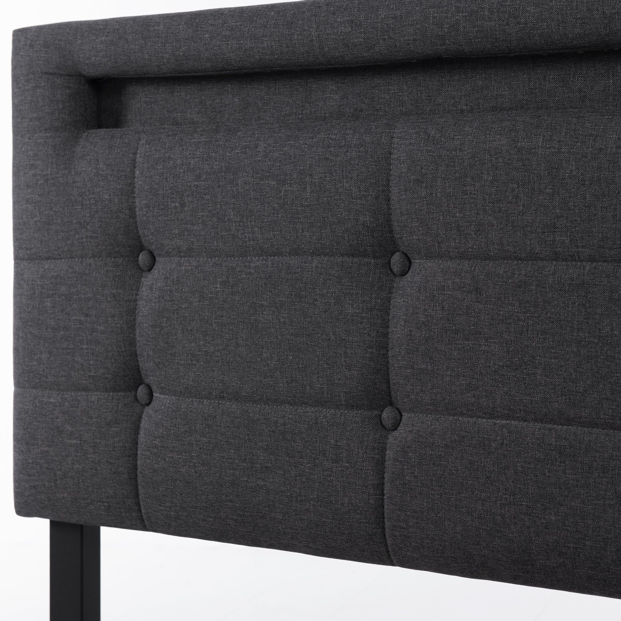 Flieks Polsterbett, LED-Beleuchtung Einzelbett 2 Schubladen Leinen 90x200cm