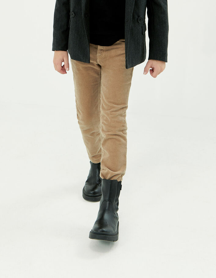 Pantalon SLIM moka en velours milleraies garçon