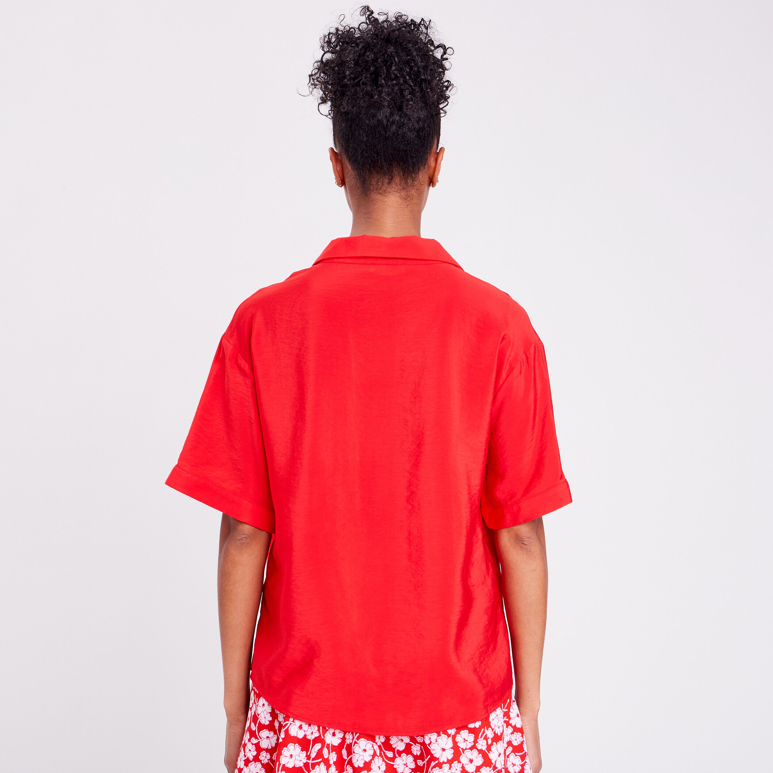 Chemise manches courtes rouge femme | Cache Cache