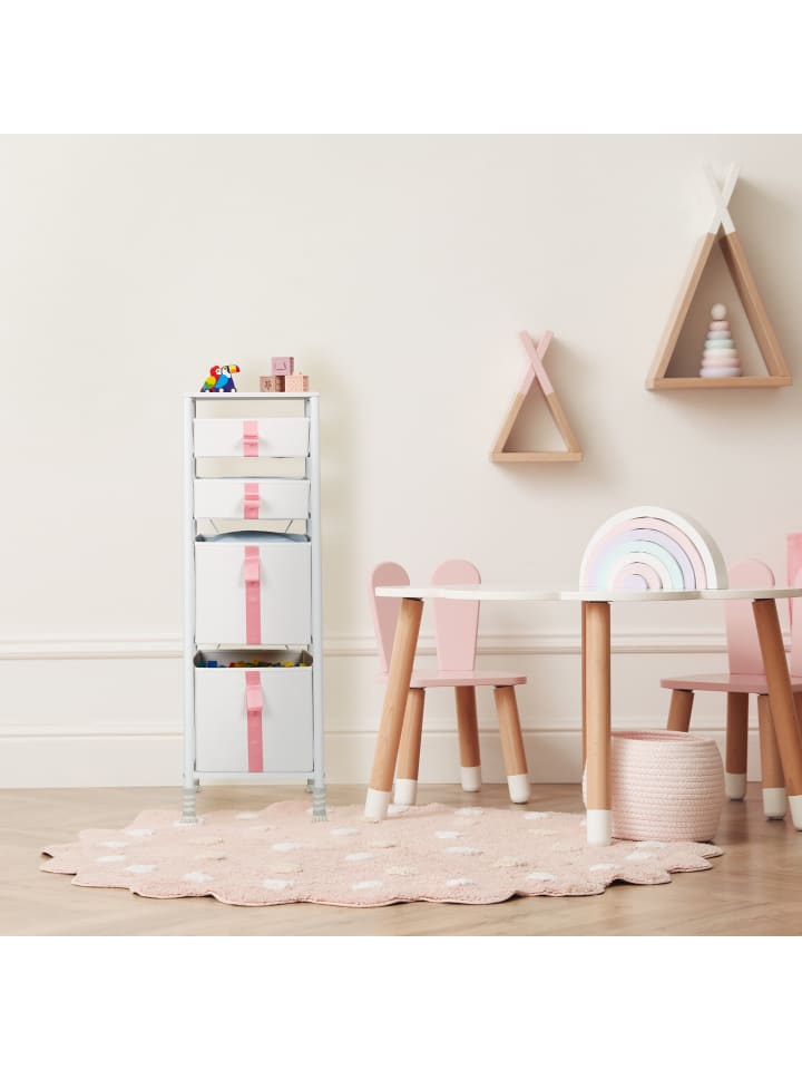relaxdays Kinder-Kommode in Weiß/ Rosa - (B)36 x (H)109,5 x (T)40,5 cm günstig kaufen onesize