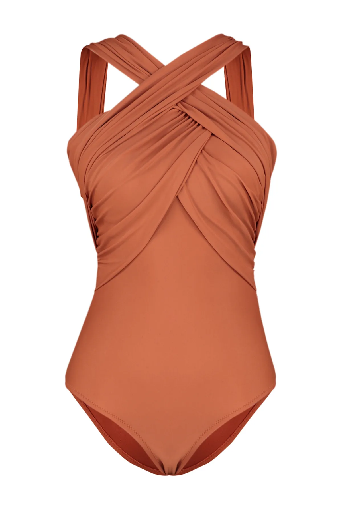 Trendyol Collection  Badeanzug mit Neckholder-Kragen und drapiertem Regular Fit TBESS20MA0298