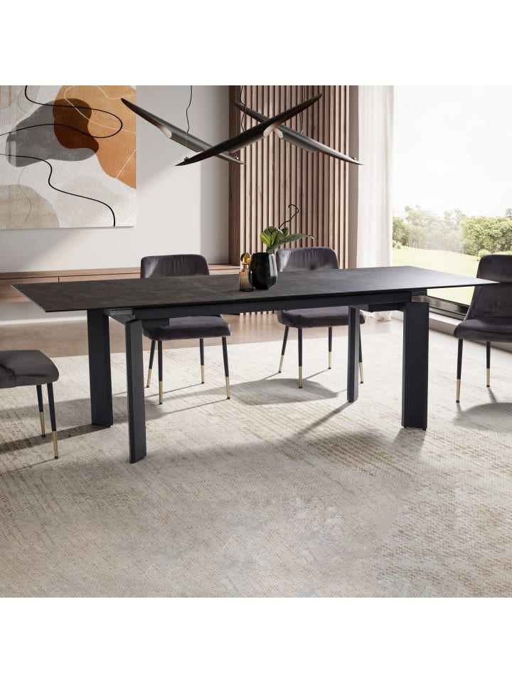 KADIMA DESIGN Esstisch ausziehbar 180-240 cm groß, Steinoptik, Keramik-Glasplatte in Schwarz günstig kaufen onesize