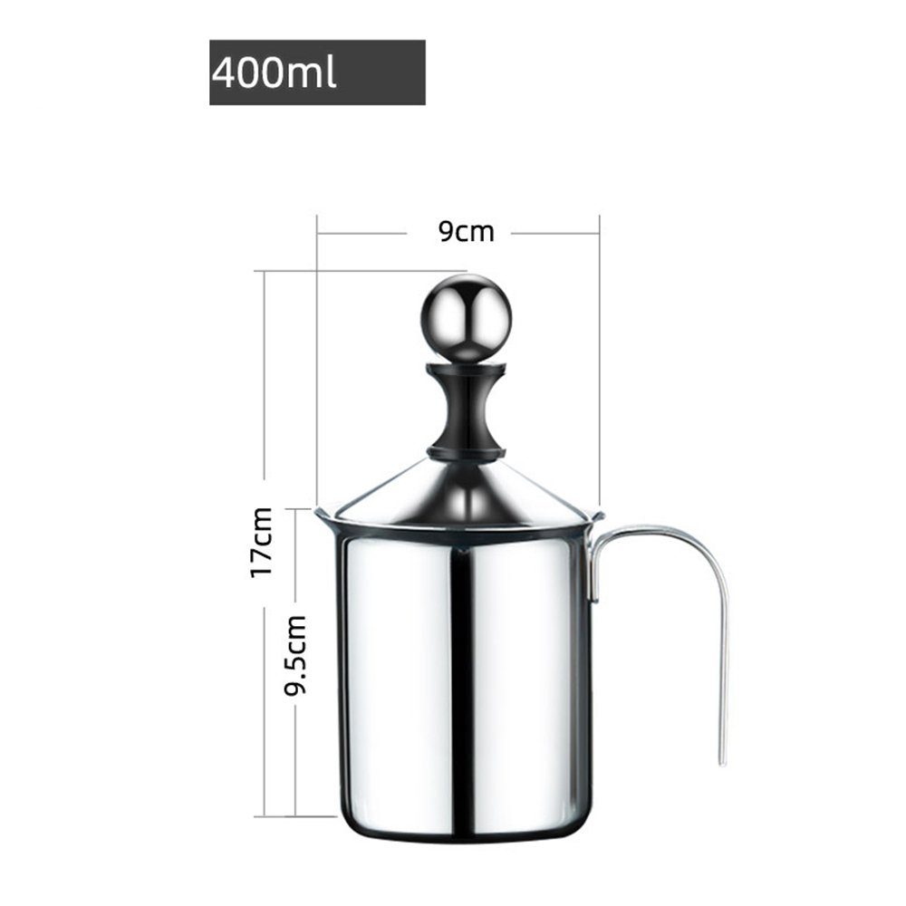 GelldG Milchaufschäumer Edelstahl Double Mesh Milchaufschäumer Manuell, Milk Frother