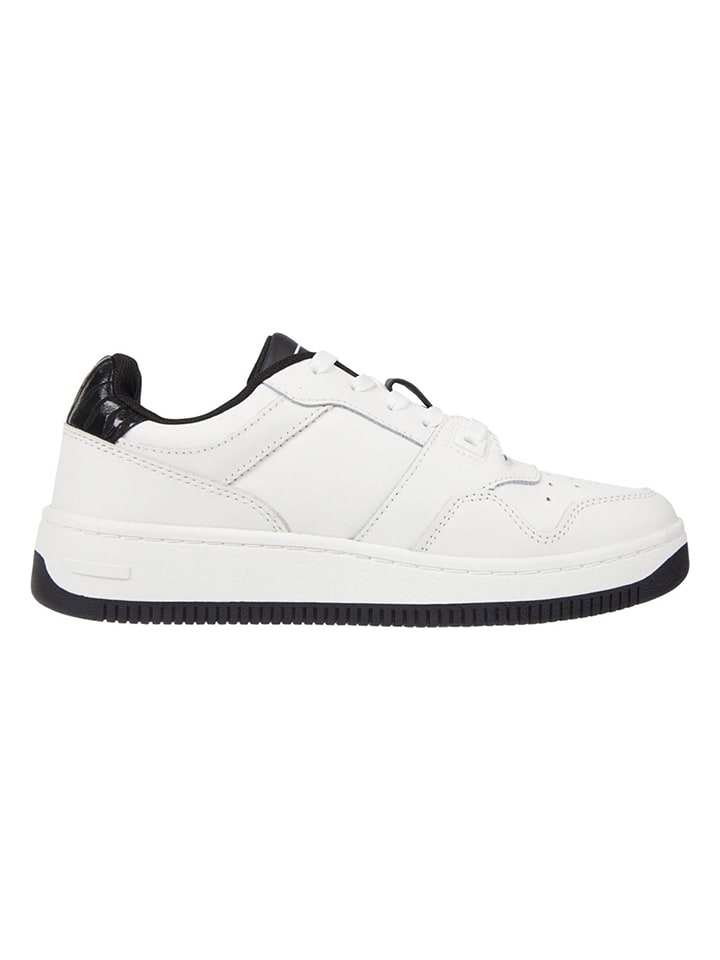 Tommy Hilfiger Shoes Leder-Sneakers in Weiß/ Schwarz günstig kaufen