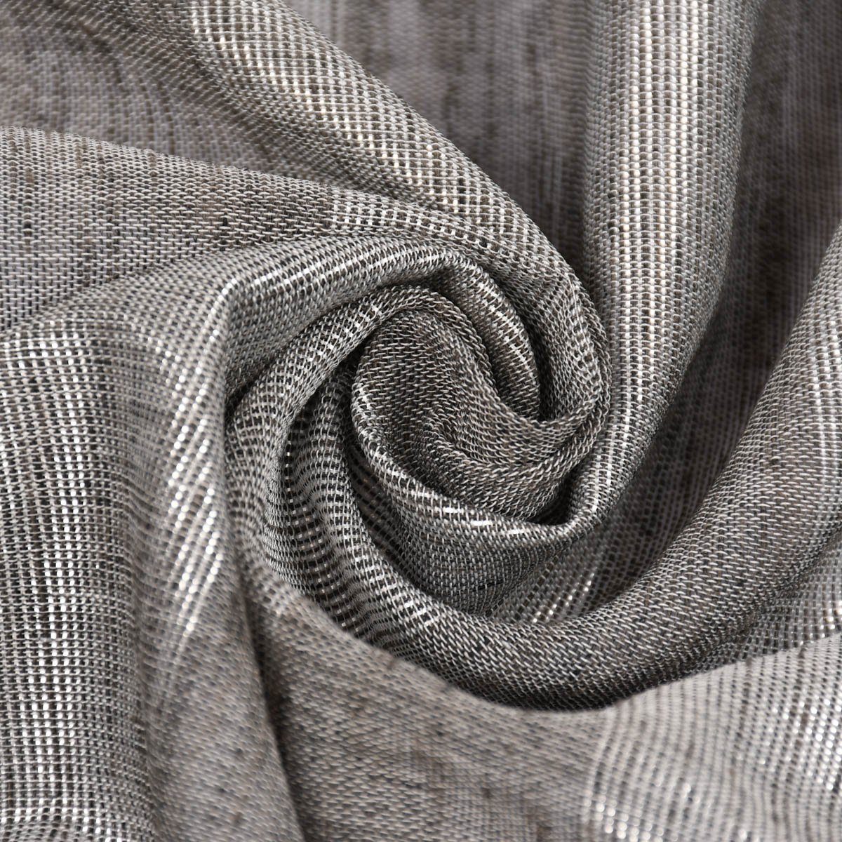 Meterware Rasch Textil Stores Shine Längsstreifen Leinenstruktur grau silber 30, halbtransparent, Kunstfaser, überbreit