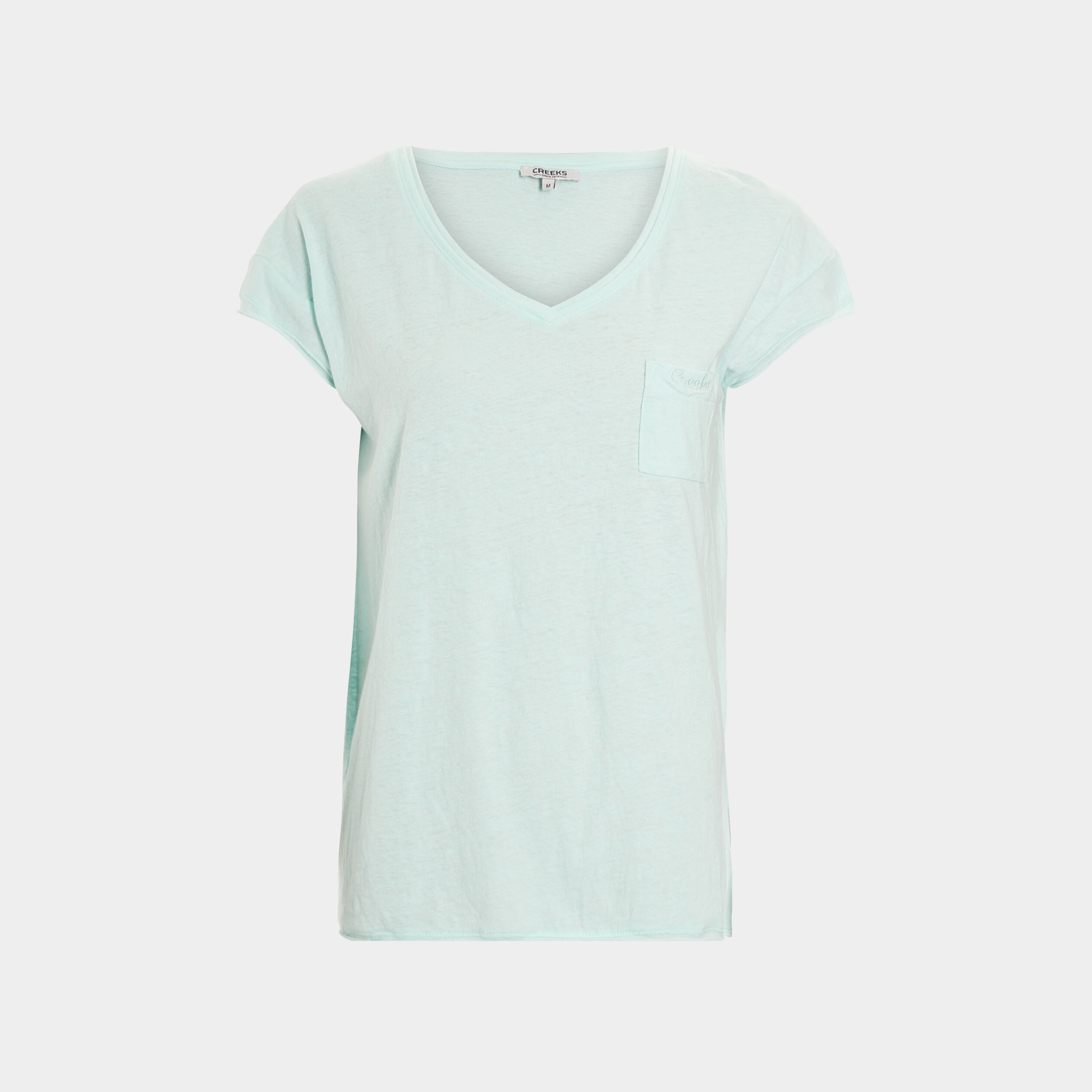 T-shirt col v poche poitrine Creeks bleu clair femme | La Halle