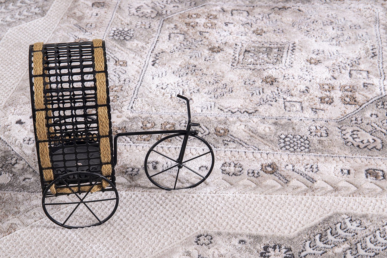 Designteppich Designer Wohnzimmer Carpetilla Richmond Teppich Orient Creme Grau, Carpetilla, Rechteckig, Höhe: 10 mm, Wohnzimmer, Kinderzimmer, Kurzflor