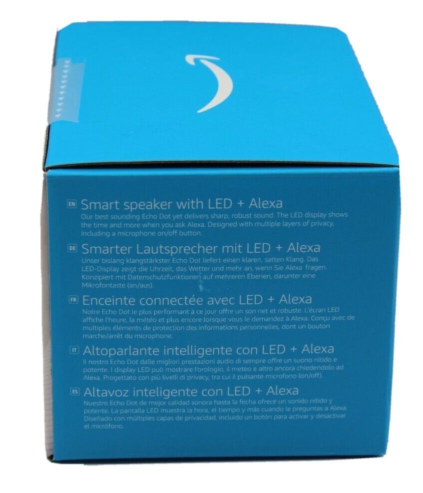 Amazon Echo Dot mit Uhr 5. Generation 1.0 Smart Speaker (WLAN (WiFi), Integrierter Temperatursensor, Mikrofon-aus-Taste)