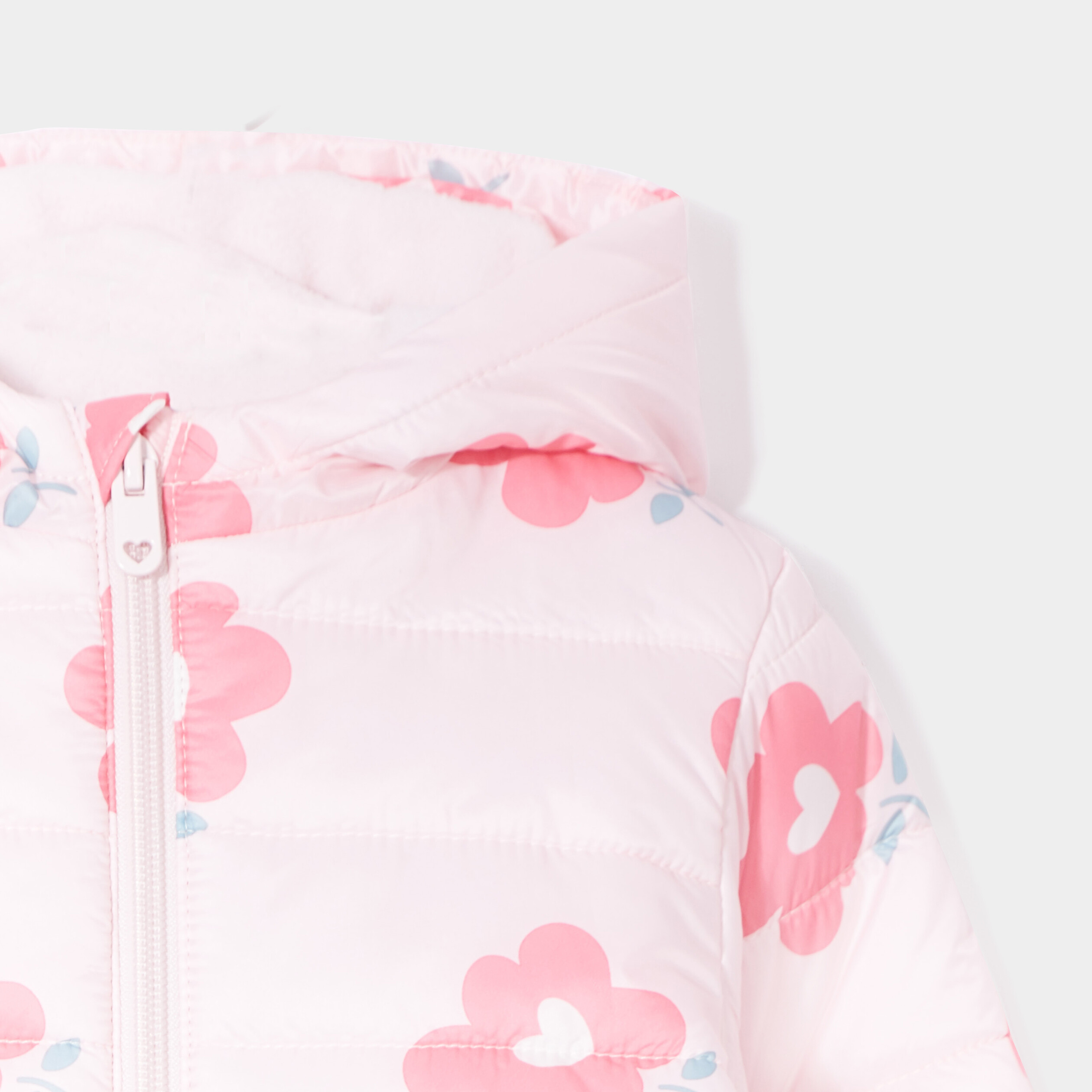 Doudoune oversize zippée à capuche rose clair bébé fille | La Halle