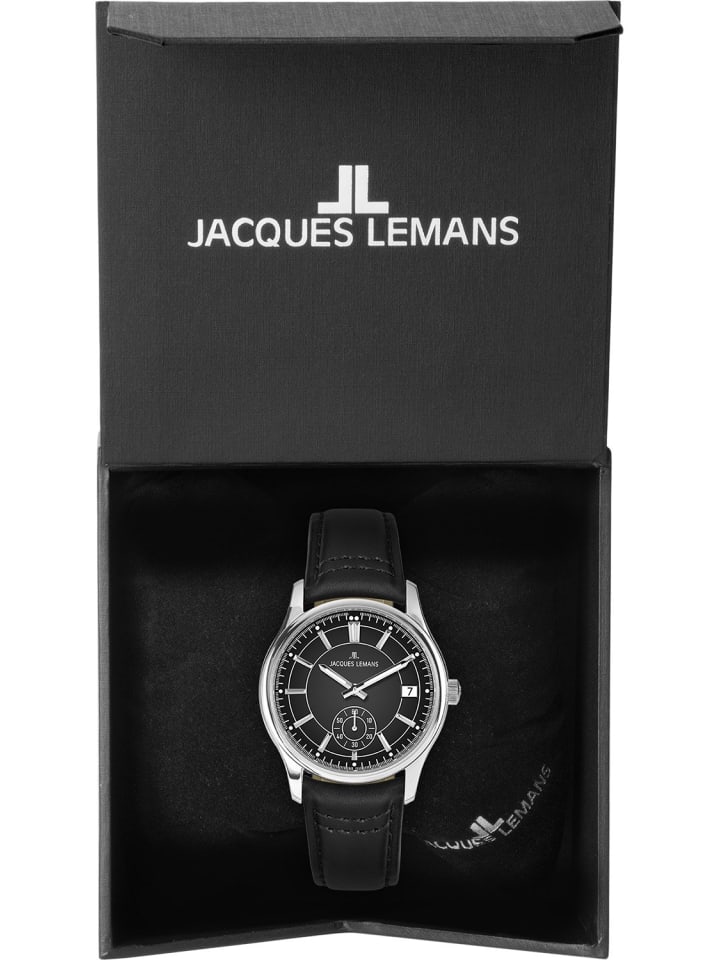 Jacques Lemans Herrenuhr Derby mit Lederband Schwarz günstig kaufen onesize