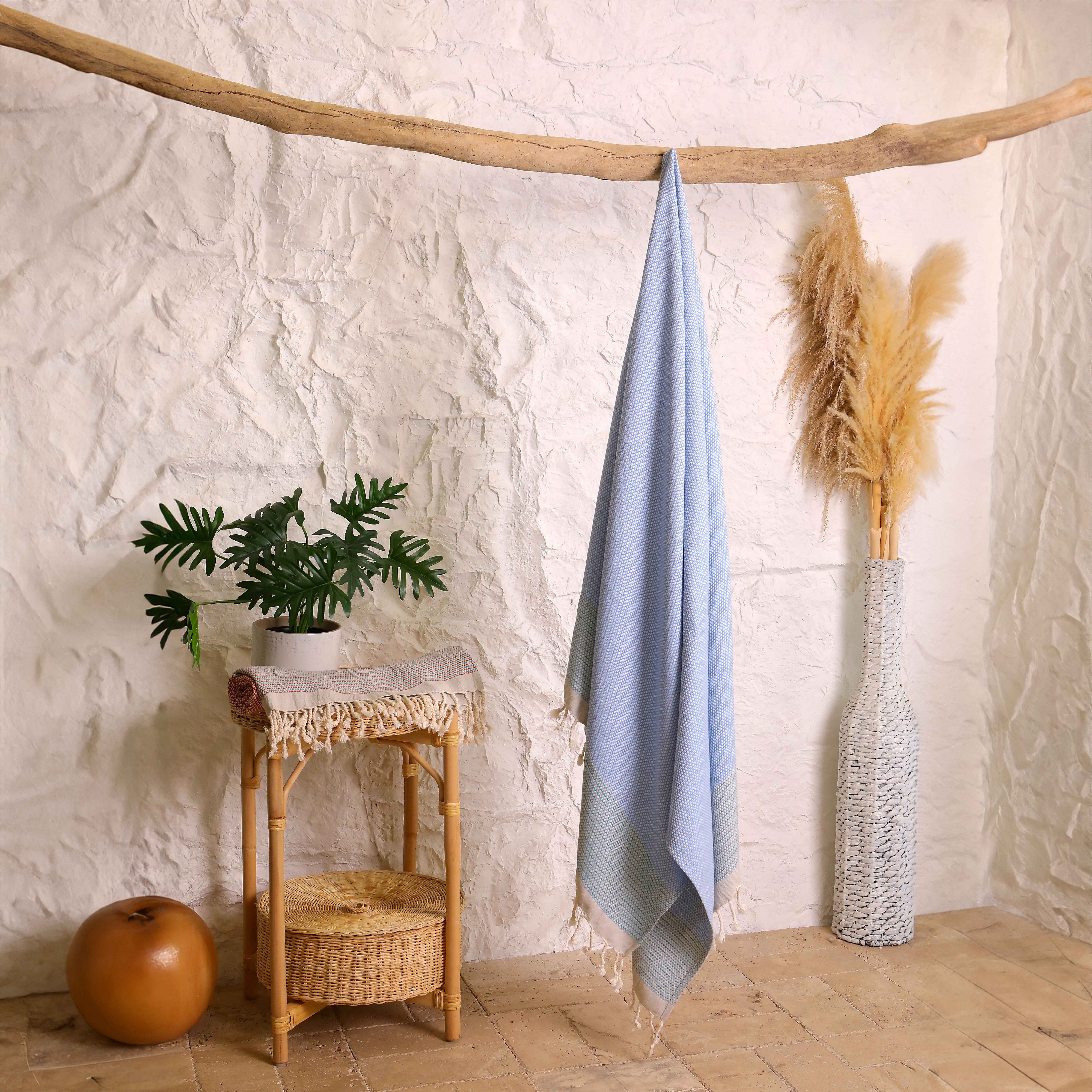 Turquoise Home Strandtuch Breeza XXL Strandtucher 100 x 200 cm 100% Baumwolle Saunahandtuch, (2-St)