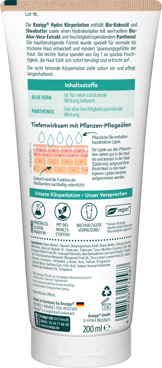 Körperlotion Hydro Aloe Vera, 200 ml