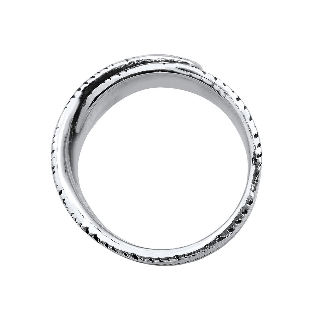 KUZZOI KUZZOI Bague Plume pour homme Déclaration Chunky Vintage Trend Solide en argent s Bague