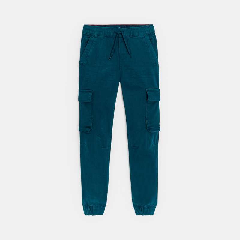 Pantalon cargo en toile bleu garçon