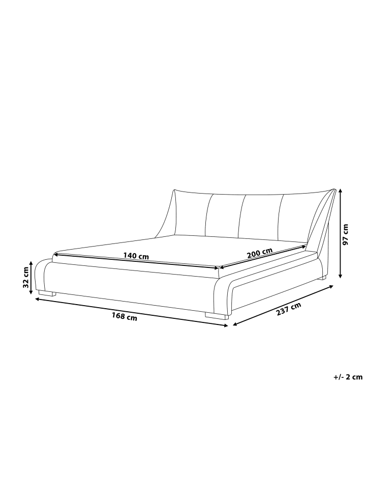 Beliani Doppelbett NANTES in Grau/Silber - (W) 168 x (H) 97 x (L) 237 cm günstig kaufen onesize