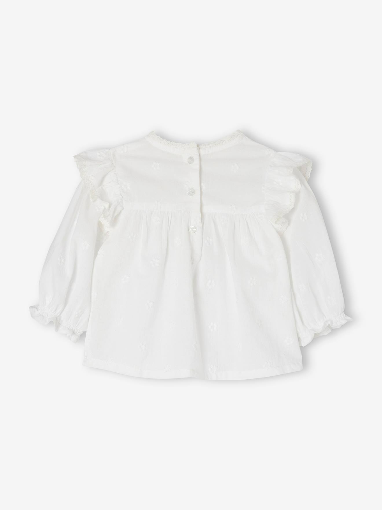 Vertbaudet Mädchen Baby Bluse mit langen Ärmeln - weiß