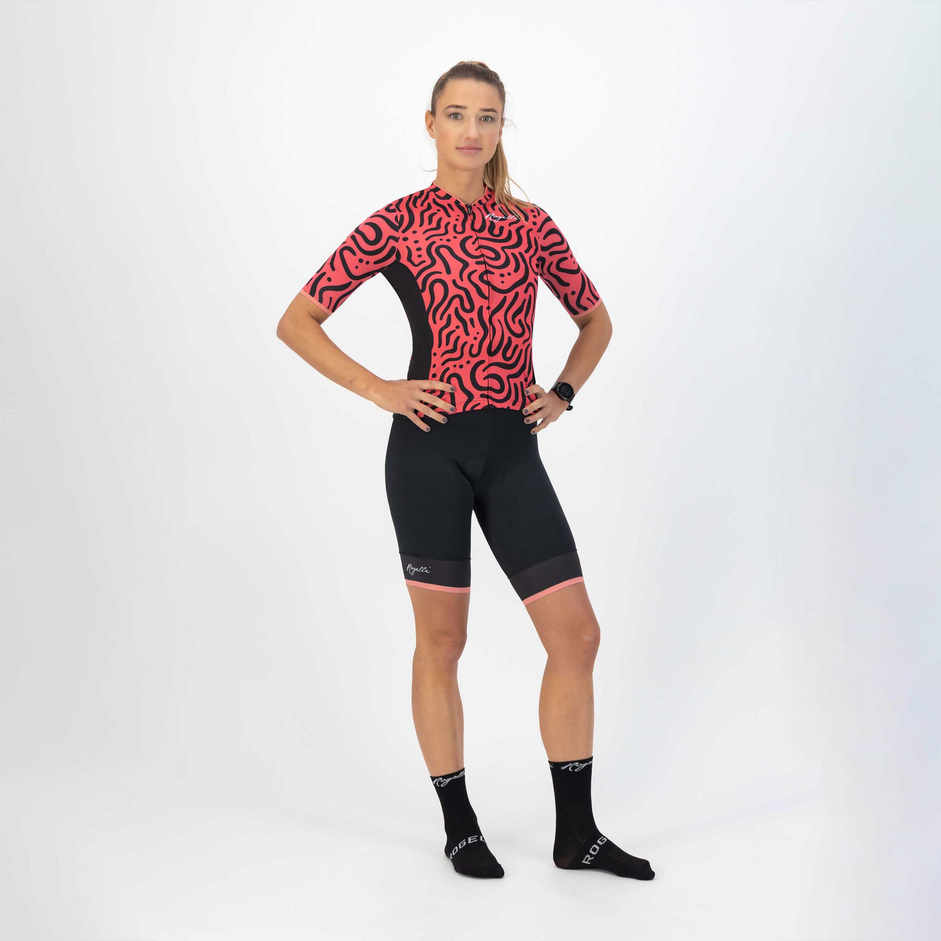 Rogelli Abstract Koralle/Schwarz Damen Radtrikot Kurzarm