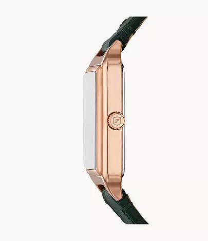 Fossil Uhr Raquel 3-Zeiger-Werk Datum LiteHide™-Leder Krokoprägung grün
