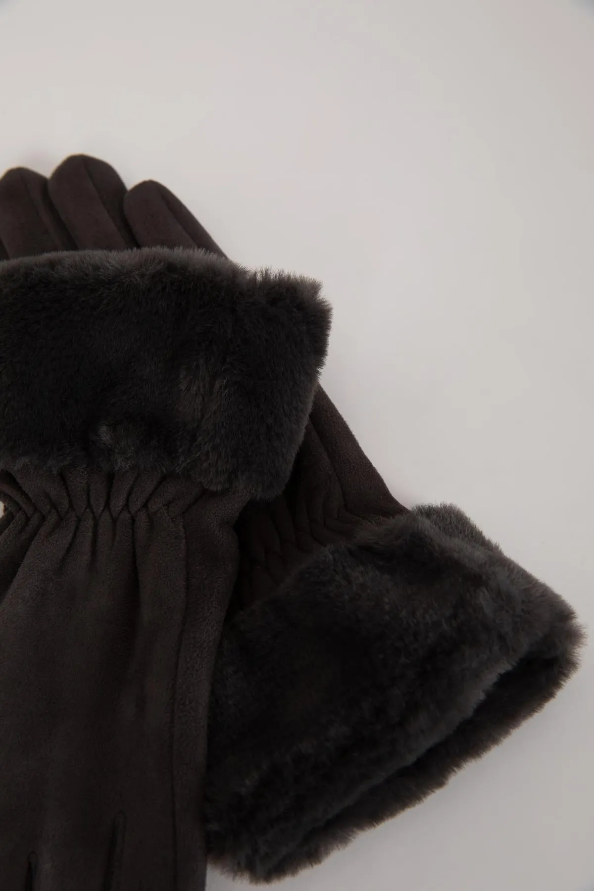 DeFacto  Damen-Handschuhe aus Fleece mit Kunstpelzbesatz R7076az23wn
