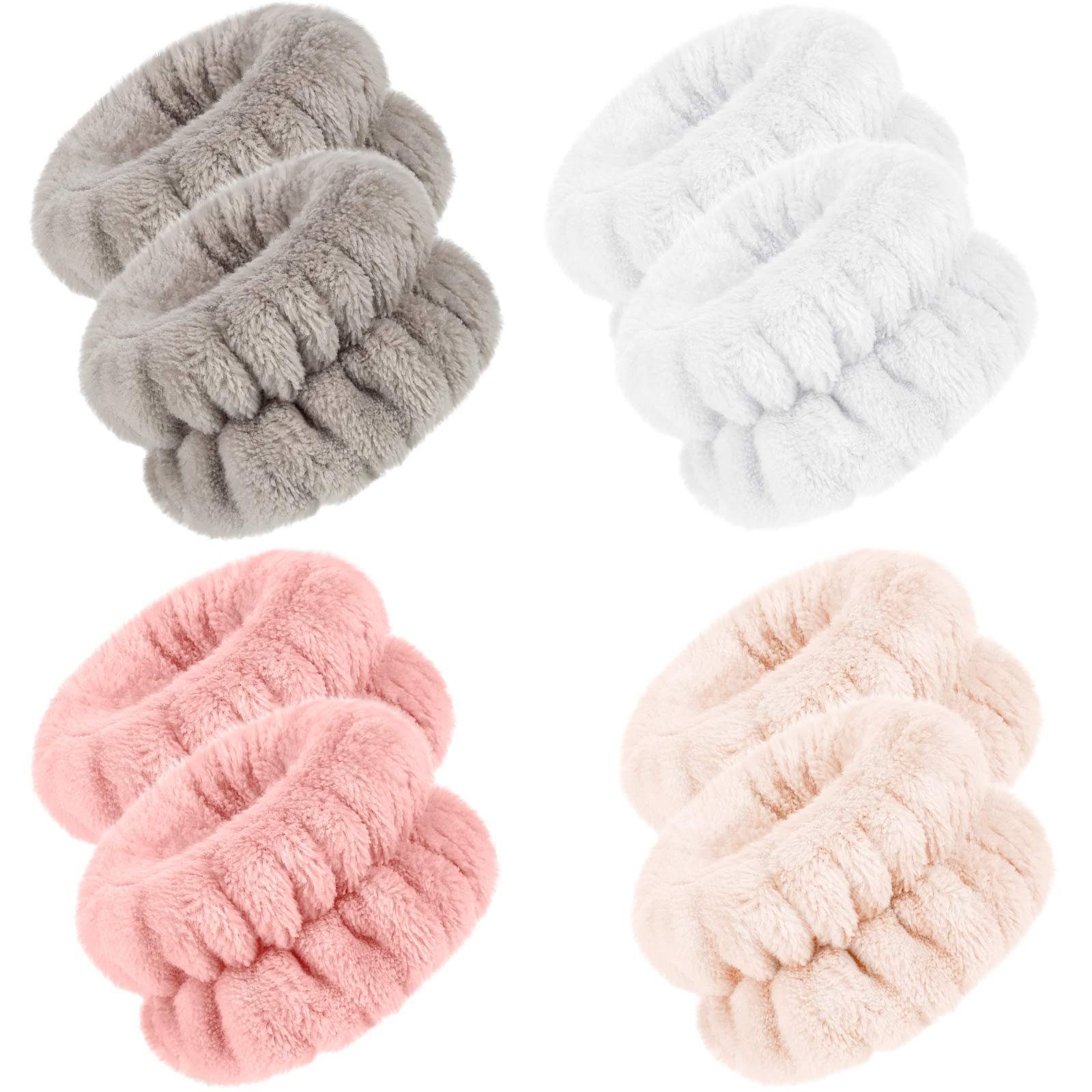 FeelGlad Schweißband 4 Paare Schweißband Handgelenk,Spa Headband, Weich