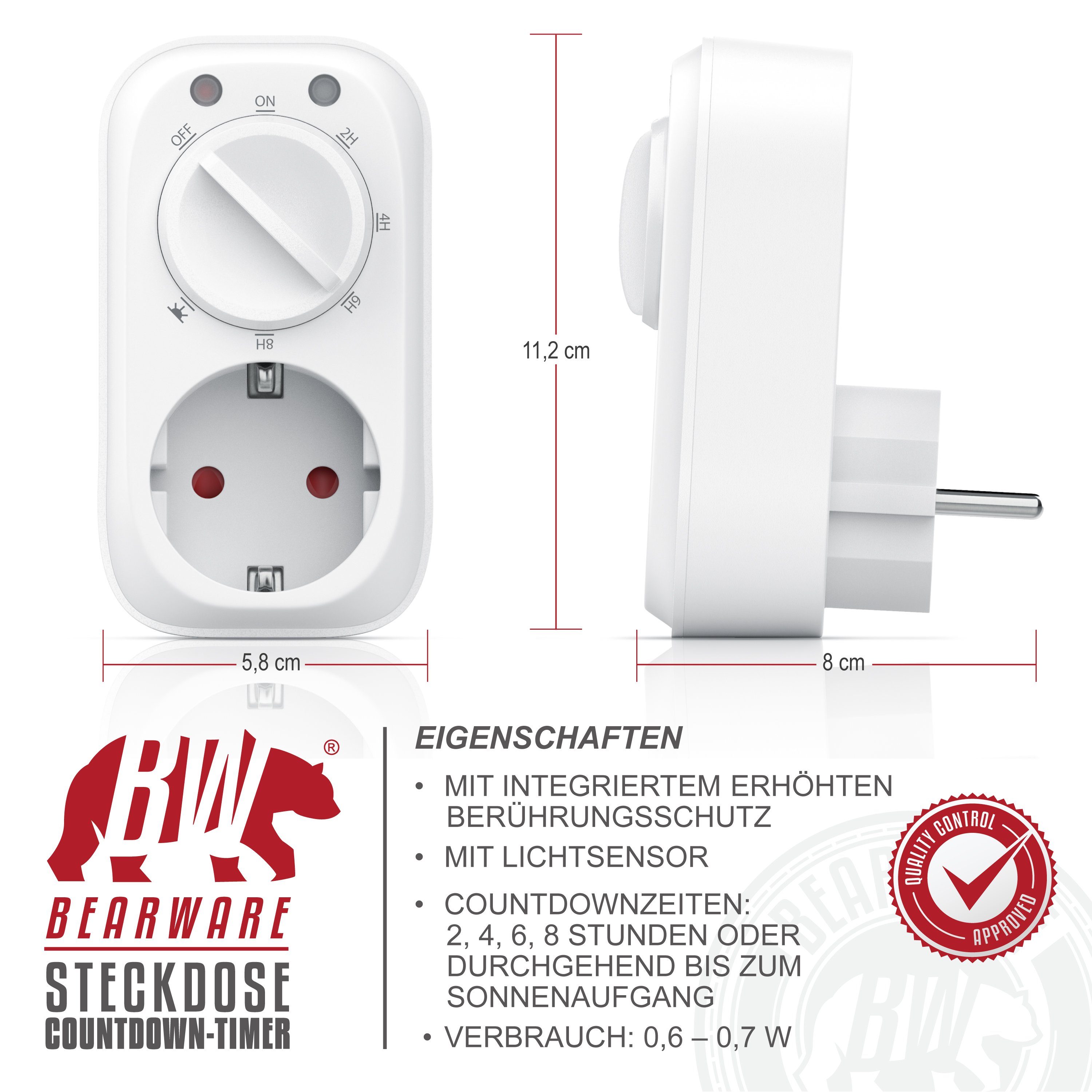 CSL Zeitschaltuhr, mechanisch, Countdown Timer mit Dämmerungsschalter - Zeitschaltuhr