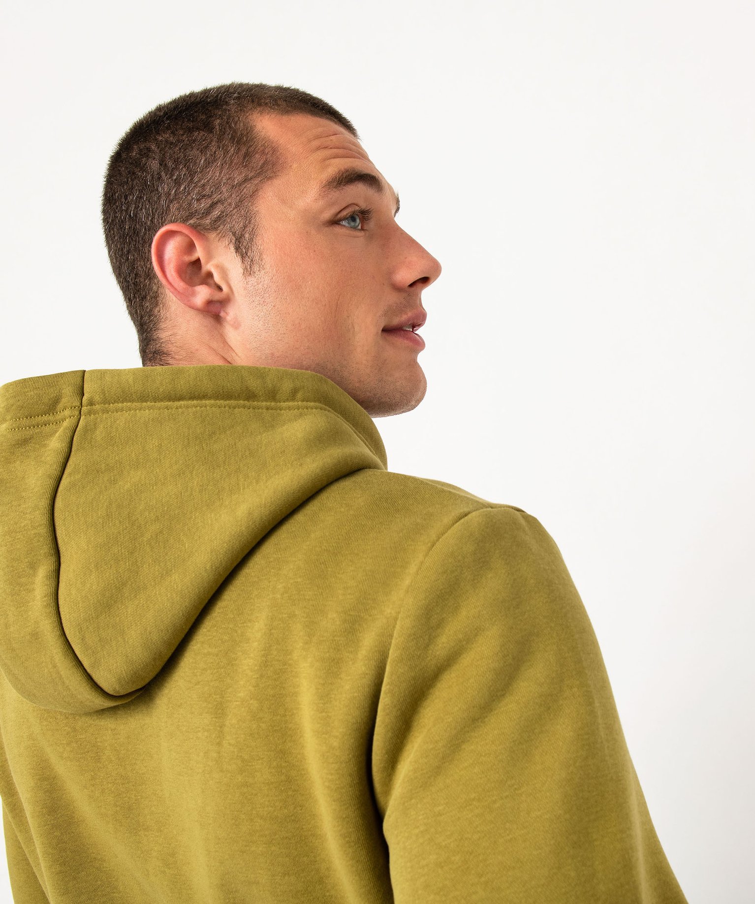 Sweat homme à capuche intérieur molletonné kaki | GEMO