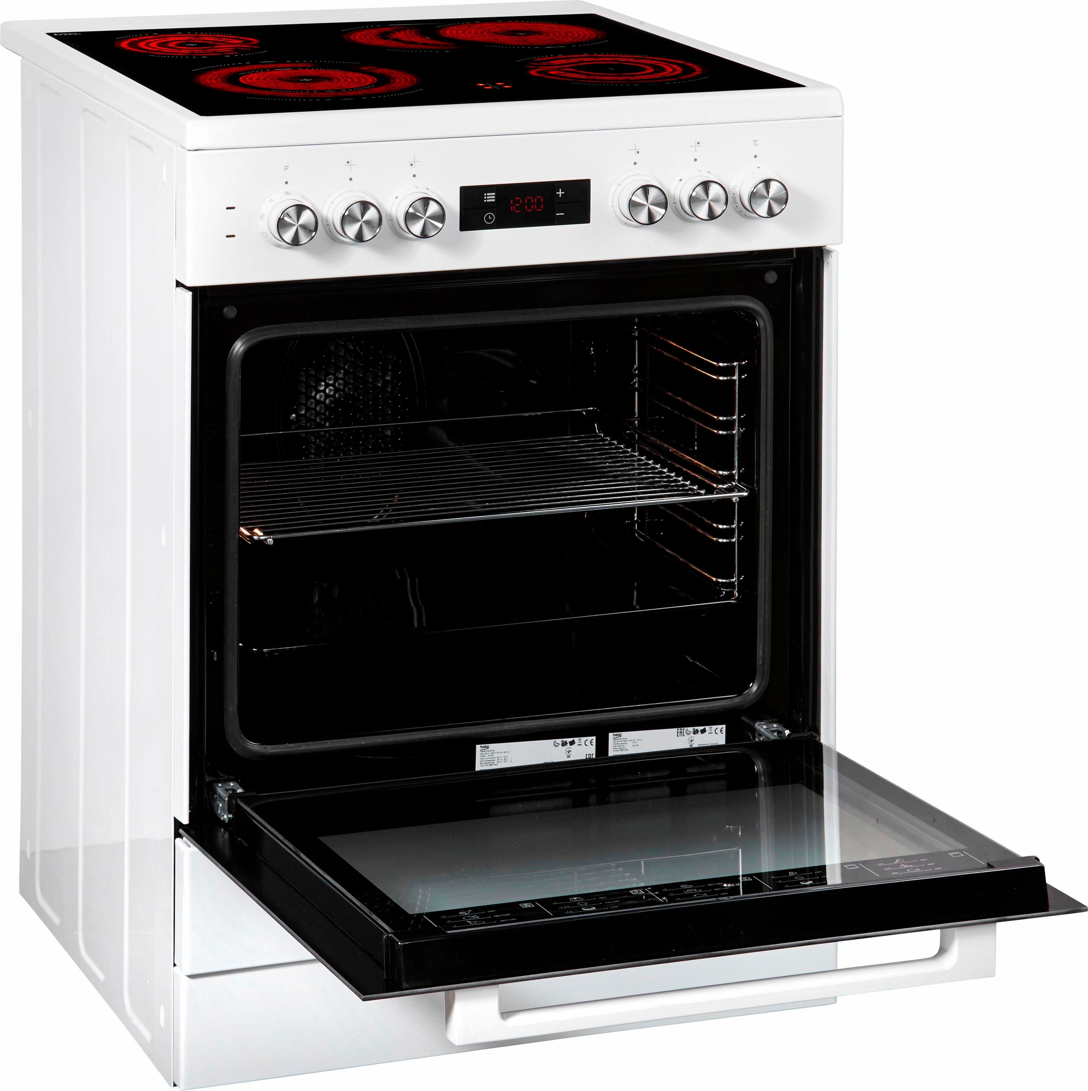 BEKO Elektro-Standherd FSM67320G, mit Teleskopauszug nachrüstbar, mit Restwärmeanzeige
