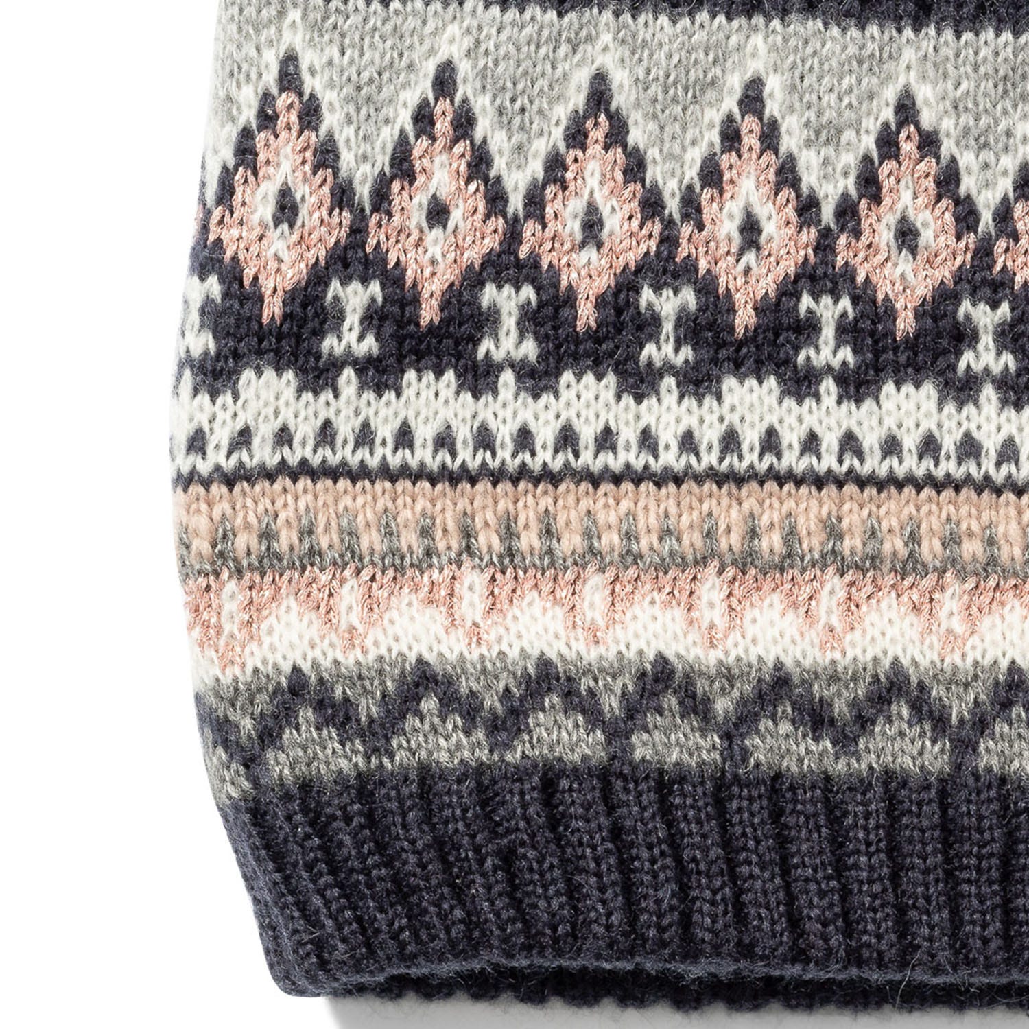 Snood marine en tricot jacquard