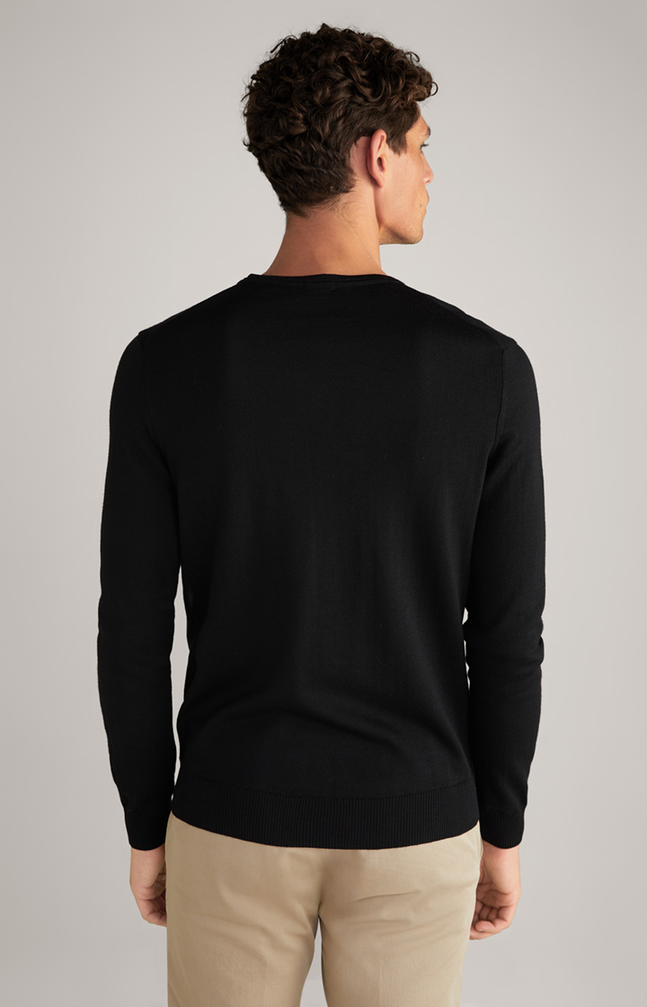 Merinowoll-Pullover Damien in Schwarz