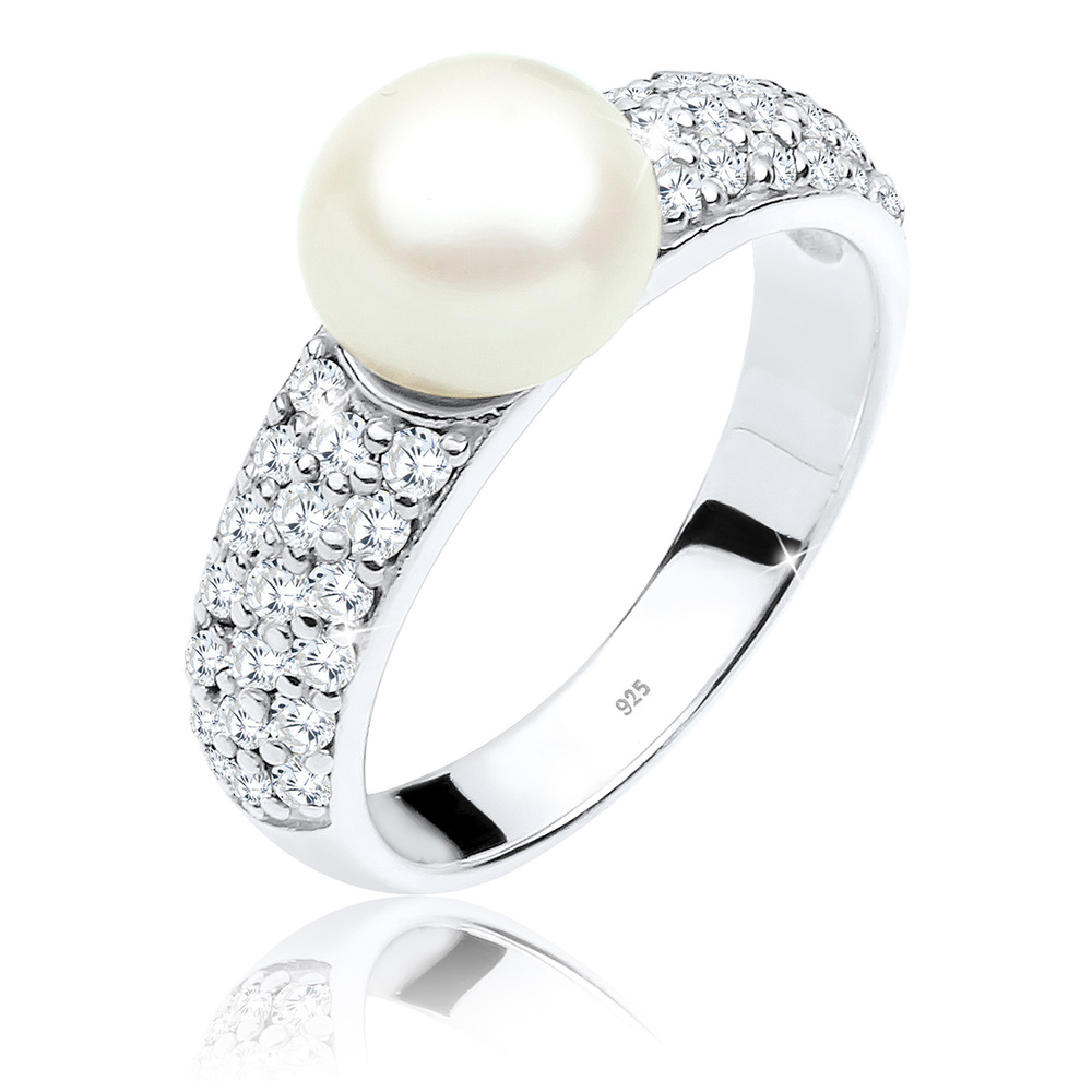 Elli PREMIUM Elli PREMIUM Bague Süwasserzuchtperle Zirkonia 925er Silber Bague