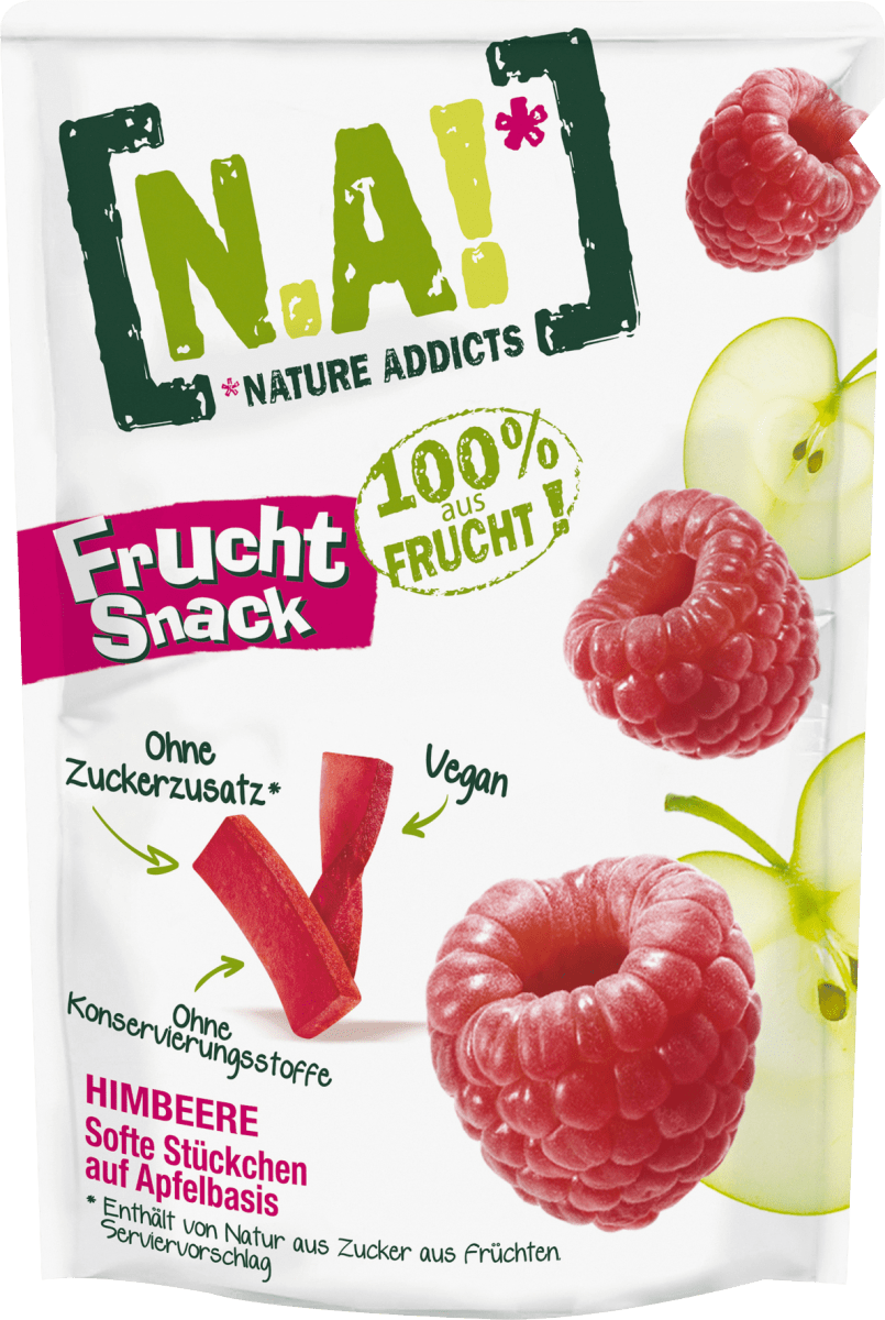 Trockenfrüchte, Fruchtsnack Himbeere, Softe Stückchen auf Apfelbasis, 35 g