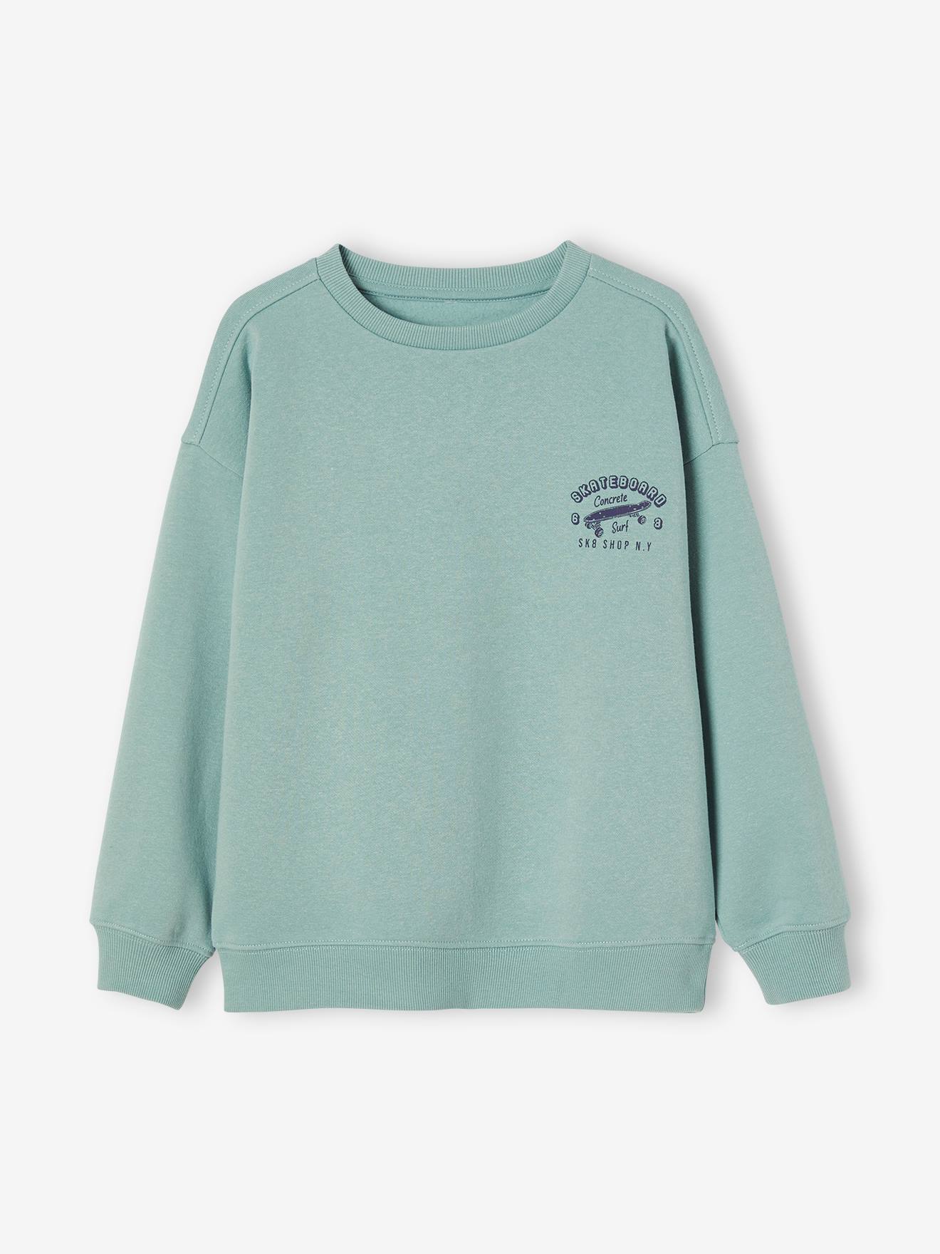 Sweat couleur motif poitrine Basics garçon menthe
