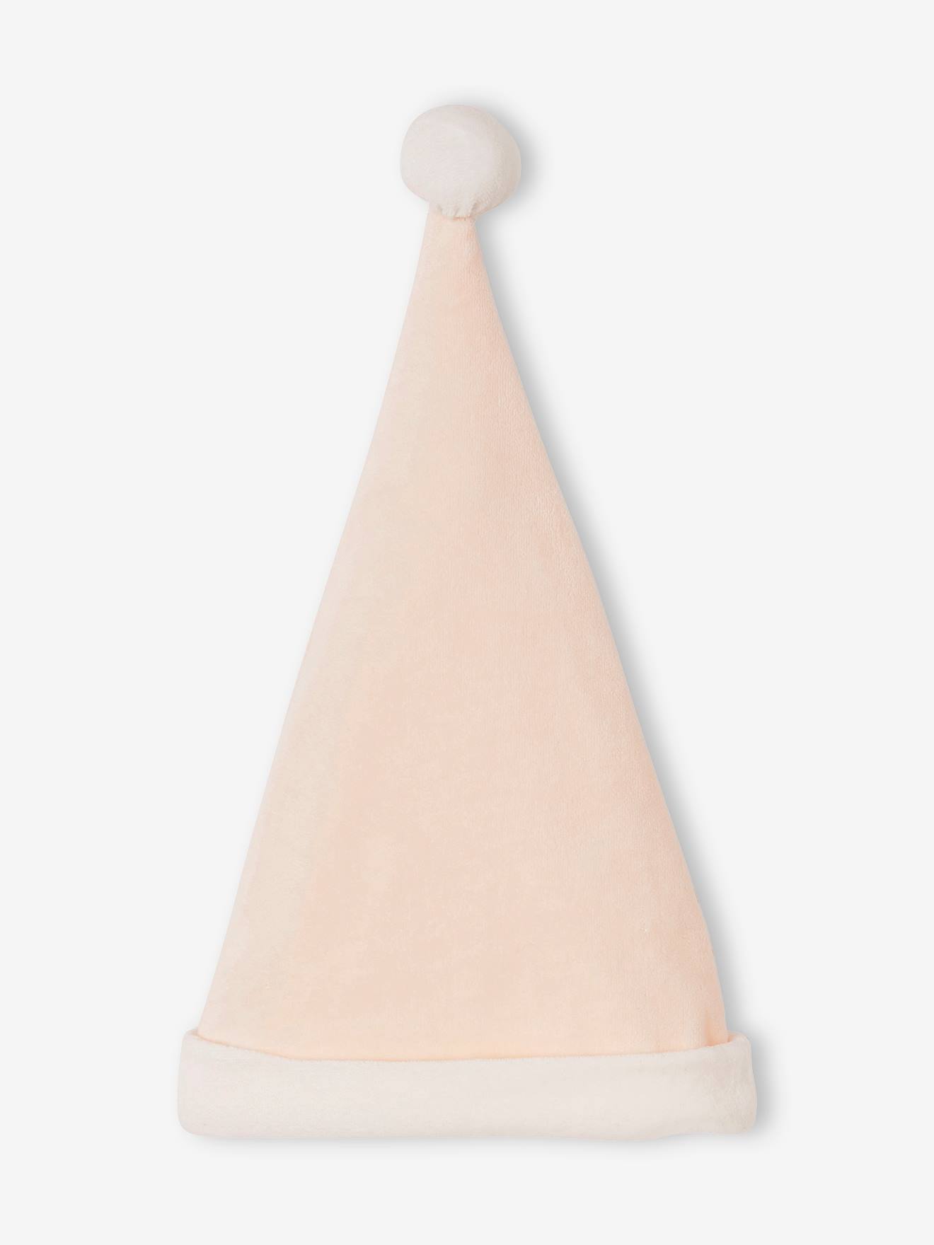 Dors-bien bébé fille Noël et bonnet en velours rose pâle