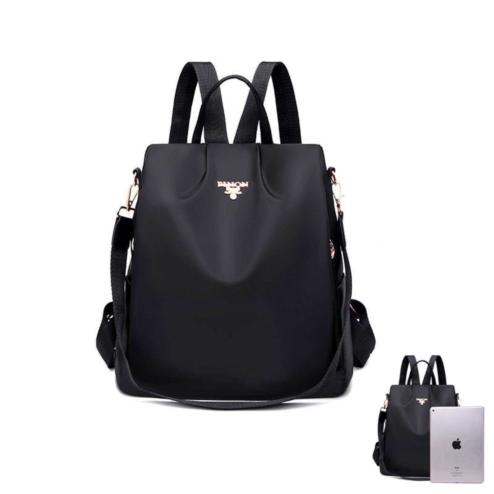 Devenirriche Reiserucksack Rucksack Handgepäck, College-Schulrucksack Anti Diebstahl Schwarz