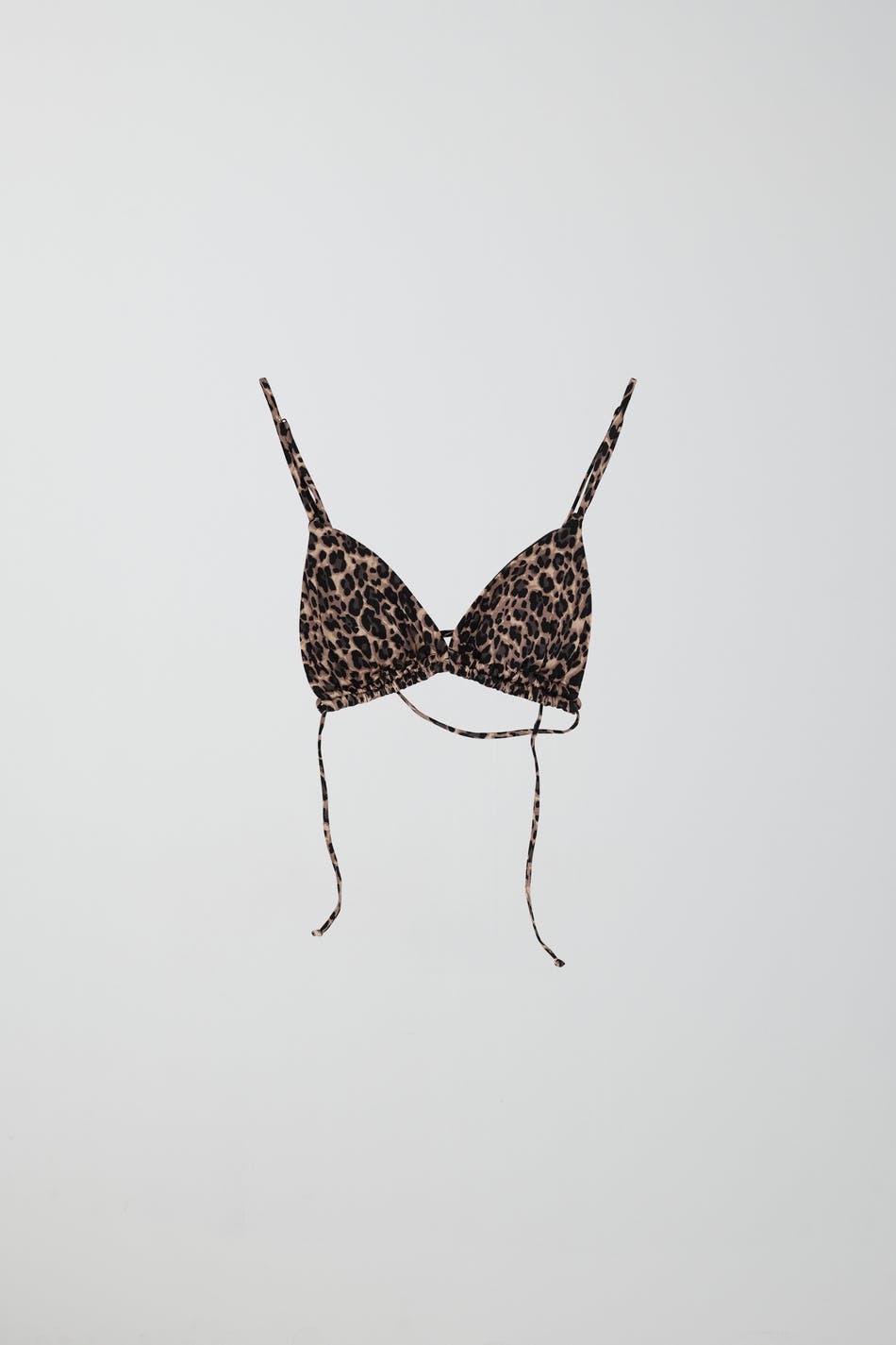 Shiny tie triangle bikini top